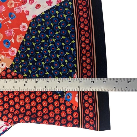 Eci New York Boho Flowy Top Floral Patchwork Print Cold Shoulder Blouse Size L - Picture 7 of 8